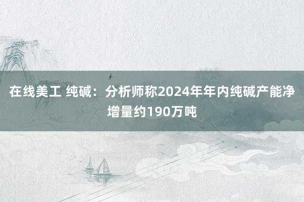 在线美工 纯碱：分析师称2024年年内纯碱产能净增量约190万吨