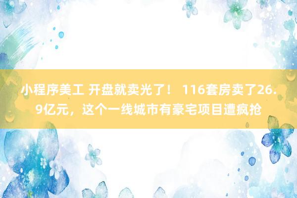 小程序美工 开盘就卖光了！ 116套房卖了26.9亿元，这个一线城市有豪宅项目遭疯抢