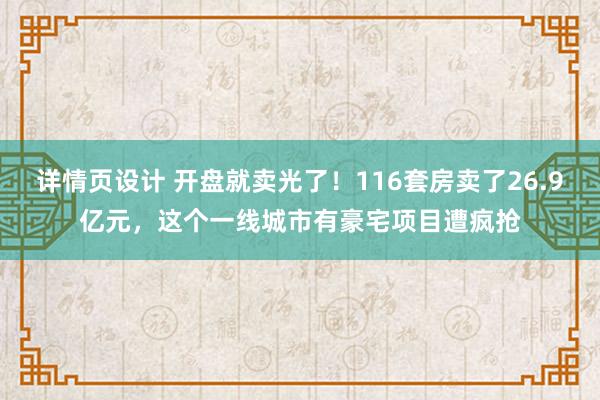 详情页设计 开盘就卖光了！116套房卖了26.9亿元，这个一线城市有豪宅项目遭疯抢