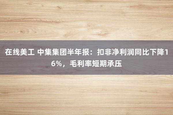 在线美工 中集集团半年报：扣非净利润同比下降16%，毛利率短期承压